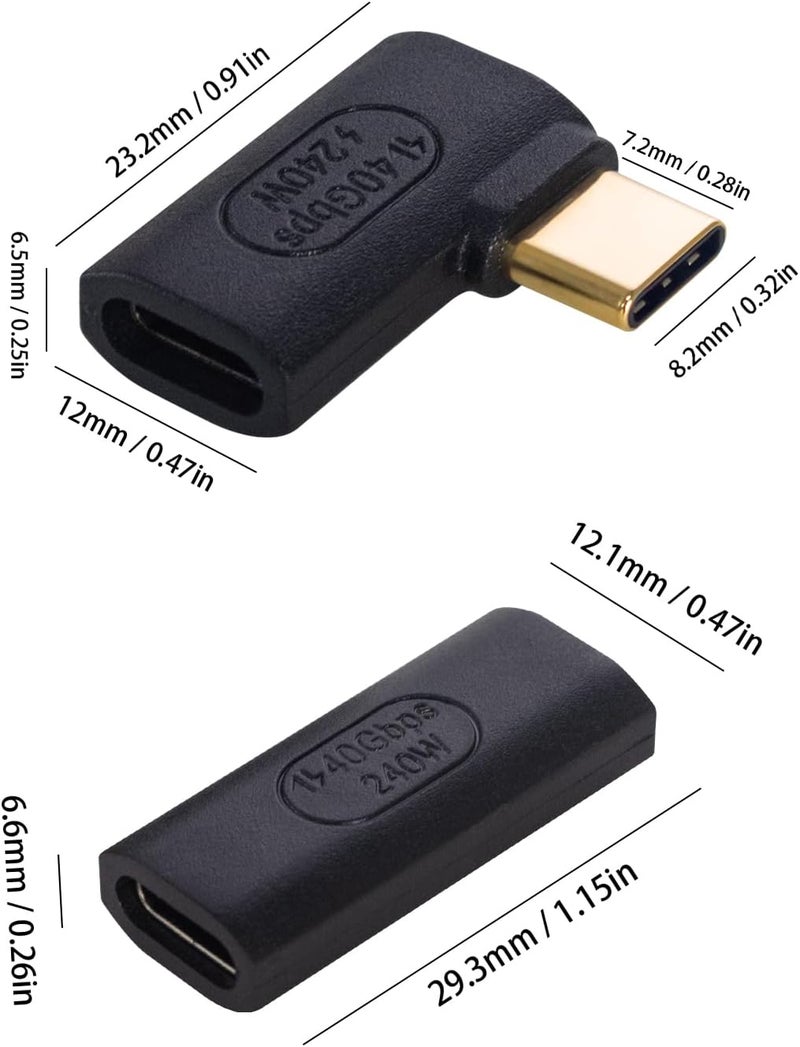 Duttek 90 Degree USB C Adapter, USB C Female to Female Adapter 240W PD, 40Gbps,8K@60Hz Support Thunderbolt 4 Cable for Steam Deck, Laptop, MacBook, iPhone 4 Pack - Image 3